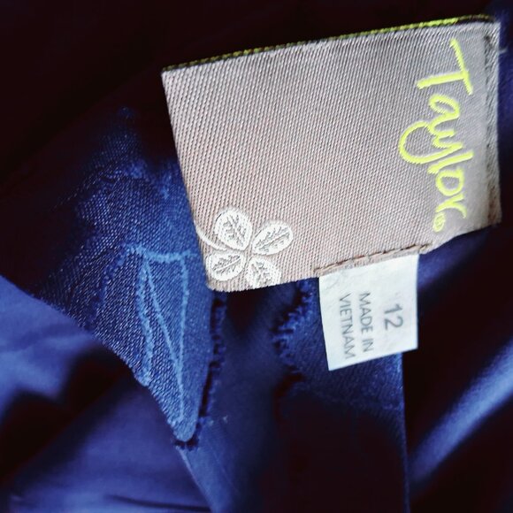 Parker Navy Blue Embossed Floral Sleeveless Dress Sz 12 NWT /B20 - Picture 9 of 11